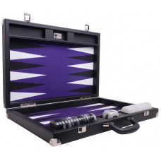 Backgammon Set XL Wycliffe Brothers Masters Black Linen-leather Case Purple Field