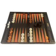 Backgammon-set Deluxe L Äkta läder i svart