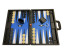 Backgammonspel i svart & blått Popular L för 40 mm bg-pjäser
