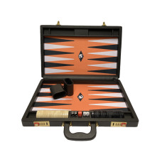 Backgammonspel i svart & orange Popular L för 40 mm bg-pjäser