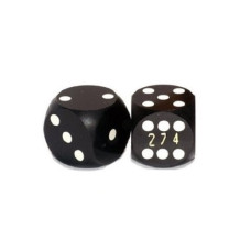 Backgammon Precision Dice Numbered in Black 14 mm