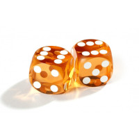 Official Precision Dice for Backgammon 14 mm Amber
