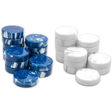 Backgammon-brickor 50 mm av naturlit harts i blått & vitt