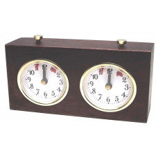 BHB Chess clock mechanical wooden case in brown