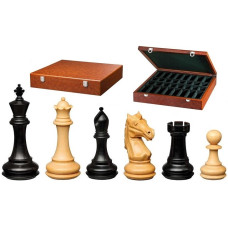 Schackpjäser handsnidade i trä Ammoss 107 mm